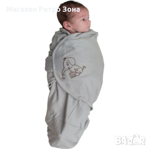 Bo Jungle: Пелена за повиване от 100% памук (за тегло до 10кг) - Elephant