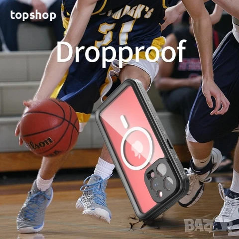 Водоустойчив калъф T-Bee Съвместим с iPhone 15 Pro и 15 Pro Max с Magsafe,черен, снимка 5 - Калъфи, кейсове - 50525725