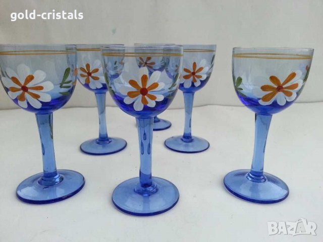 Чашки за ракия цветно синьо стъкло , снимка 6 - Антикварни и старинни предмети - 31029157
