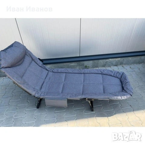 Сгъваемо походно легло / шезлонг - ЧЕРНО, снимка 4 - Градински мебели, декорация  - 53272135