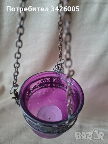Продавам висящ стъклен свещник, снимка 4 - Антикварни и старинни предмети - 42473503