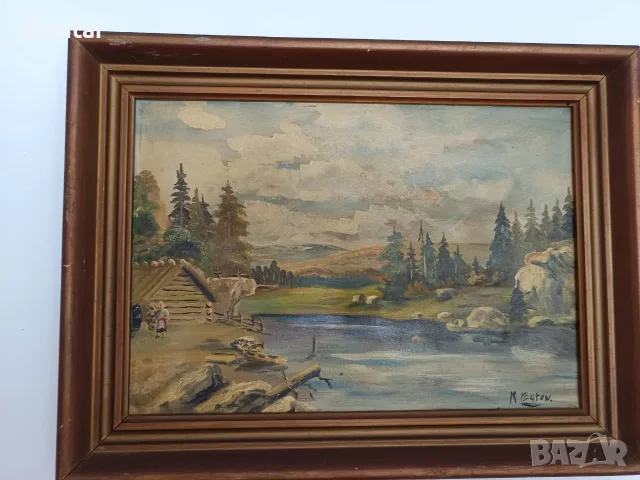 Оригинална картина, масло върху платно, снимка 3 - Антикварни и старинни предмети - 56154483