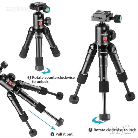 NEEWER 20-инчов мини статив за камера с 360° сферична глава, 1/4-инчова плоча за бързо освобождаване, снимка 4 - Камери - 51368735