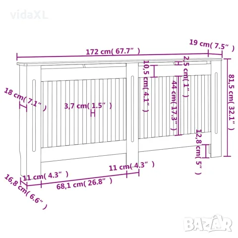 vidaXL Параван за радиатор бял, инженерно дърво, 172 см, снимка 5 - Паравани - 56146425