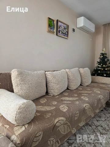 Разтегателен диван с табуретка, снимка 7 - Дивани и мека мебел - 52956424