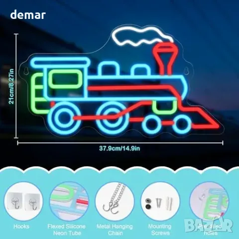 Цветен LED неон с парен локомотив, USB захранване и димиране, снимка 3 - Лед осветление - 55955514
