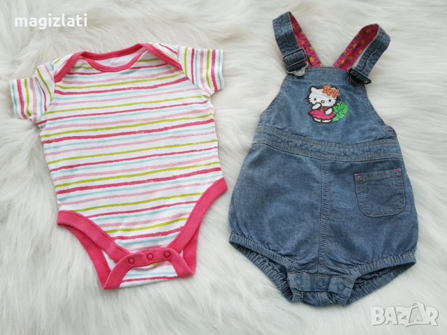 Дънков гащеризон H&M и боди F&F 6-9 месеца