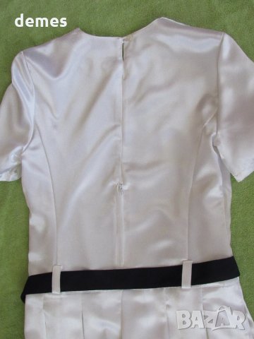  Бяла къса сатенена рокля с къс ръкав, нова, размер 42, снимка 6 - Рокли - 34095406