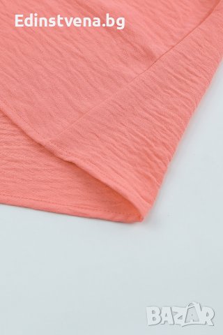 Дамска блуза в цвят корал с ефектна кройка, снимка 18 - Други - 42766706