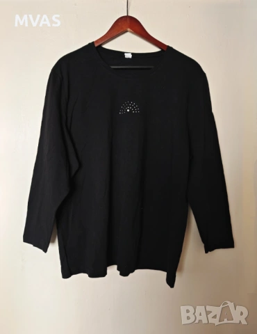 Нова дамска черна блуза с дълъг ръкав 2XL 3XL