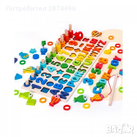 3678 Образователна игра дървена с букви и цифри, снимка 8 - Образователни игри - 36737764