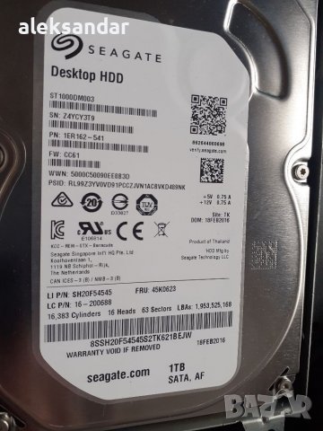 Хард диск 3.5 segate. 1TB.