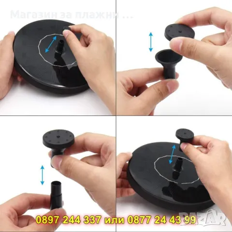 Светещ соларен фонтан с LED светлини – плаващ шадраван за градина - КОД 4480, снимка 4 - Градински мебели, декорация  - 50080729