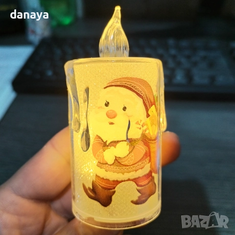 6231 Мини електронна свещ с коледна картинка и Led светлина, 8 см, снимка 2 - Декорация за дома - 52392697