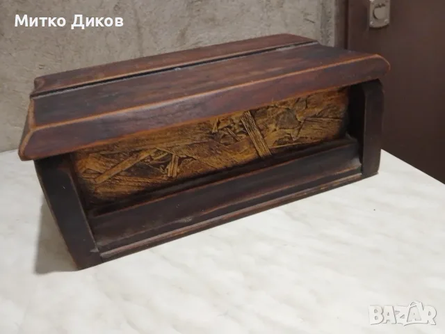 Винтидж дървена масивна кутия около 3 кг с месингови дръжки вечна 36х 22х13 см, снимка 3 - Антикварни и старинни предмети - 55725905