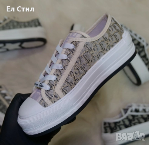 📌Дамски маратонки Dior Oblique - Бежаво с Тъмно Зелено 36 37 38 39 40 номер Цена 110/56.24€ Еконт, снимка 7 - Кецове - 52240877