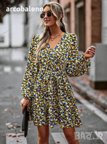 Дамска рокля с V-образно деколте, 4цвята, снимка 13 - Рокли - 39660493