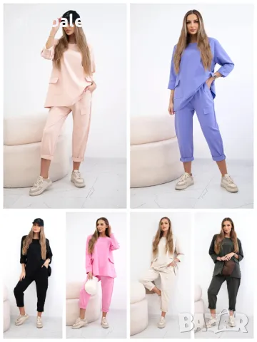 Punto Дамски комплект суичър + панталон в уличен стил, 9цвята 