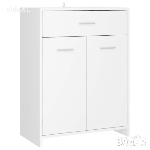 vidaXL Шкаф за баня, бял, 60x33x80 см, инженерно дърво