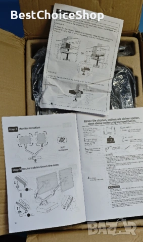 ErGear EGDS15B Стойка за 2 монитора, VESA 75x75 мм/100x100 мм, Регулируема, 17-32 инча, снимка 4 - Кабели и адаптери - 54214730