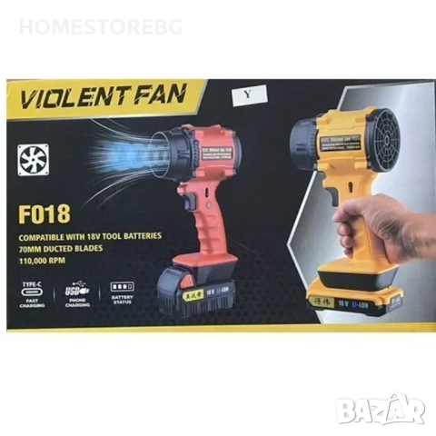 Мощен акумулаторен вентилатор Violent Fan F018 – 110,000 RPM , снимка 9 - Други инструменти - 51681232