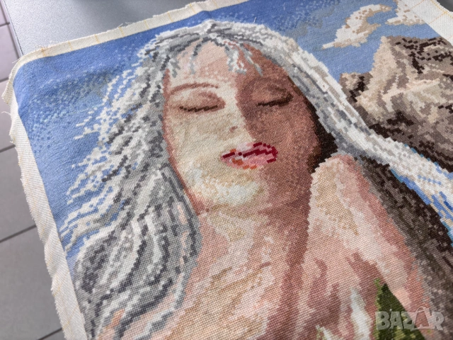 Ушит Гоблен "Водната фея"-52см х 34 см, снимка 3 - Гоблени - 54056297