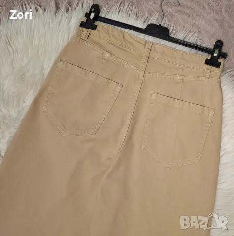 СТРАХОТНИ бежови дънки с висока талия и широк крачол , снимка 4 - Дънки - 48955945