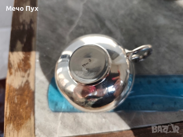 Сребърен сервиз за кафе - 6 чашки и 6 чинийки , снимка 12 - Антикварни и старинни предмети - 52104554