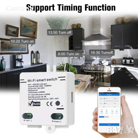 eWeLink WI-FI Smart Switch 5A/1000W, безжичен превключвател, синхронизация, Android/IOS,Alexa, Googl, снимка 3 - Друга електроника - 40744891