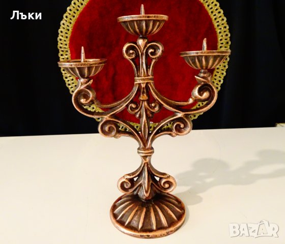 Троен свещник,свещник за три броя свещи. , снимка 3 - Антикварни и старинни предмети - 42626219