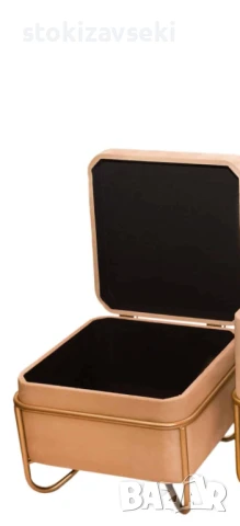 Плюшена табуретка с място за съхранение, снимка 2 - Дивани и мека мебел - 51231003