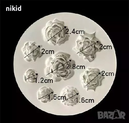 8 рози роза цветя силиконов молд форма декорация торта фондан, снимка 3 - Форми - 37218260