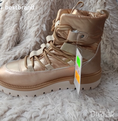 Дамски боти от изкуствена кожа,в комбинация с промазан плат, код 282/55, снимка 3 - Дамски боти - 51776341