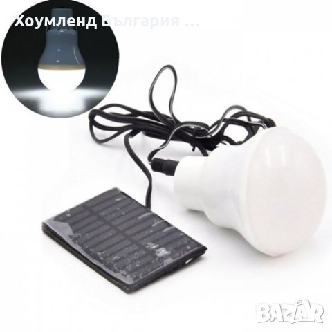 ЛЕД соларна крушка с презаредима батерия, кука и соларен панел, снимка 4 - Лед осветление - 29465037