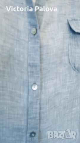 Риза от тънък лен овърсайз френско сиво, снимка 5 - Ризи - 51718222