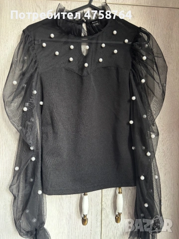 Горнище SHEIN с перли , снимка 3 - Блузи с дълъг ръкав и пуловери - 53876125