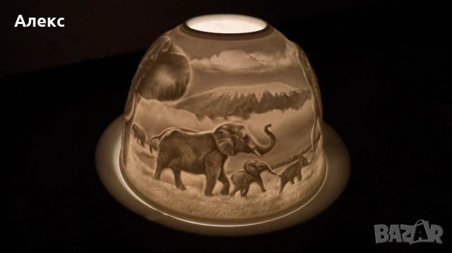 Разкошен чаен свещник, слончета–Фин порцелан! , снимка 4 - Антикварни и старинни предмети - 53057264