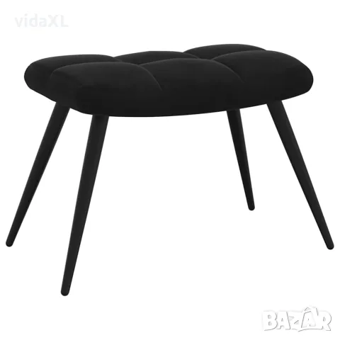 vidaXL Релаксиращ фотьойл с табуретка, черен кадифе, снимка 8 - Столове - 56146930