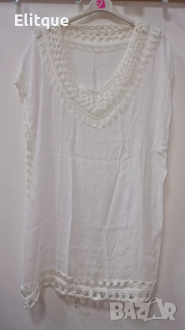 Лятна туника в свободна кройка, подходяща и за плажа, универсален размер. Дължина-85см;Ширина-60см., снимка 3 - Туники - 52894995