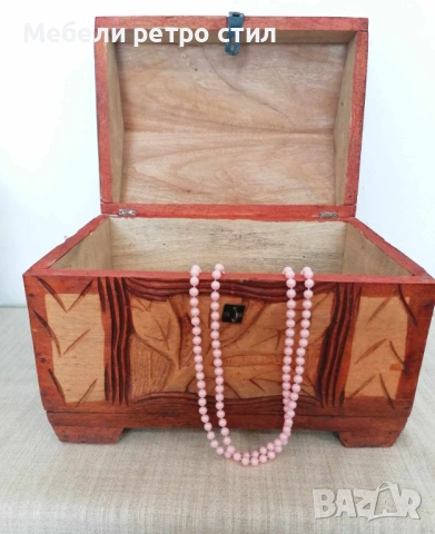 Впечатляващо ръчно изработено дървено  ковчеже идеално за съхранение на бижута., снимка 7 - Антикварни и старинни предмети - 54192218