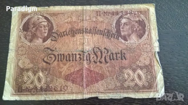 Райх банкнота - Германия - 20 марки | 1914г., снимка 1 - Нумизматика и бонистика - 29328284