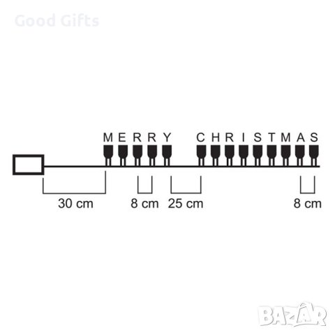 Коледни лампички Merry Christmas, 1.50м, снимка 3 - Лед осветление - 42745678