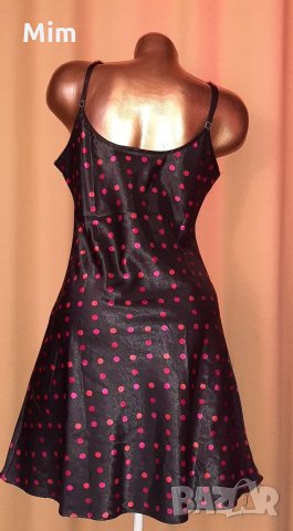 М/L Черна сатенена нощница с червени точки, снимка 4 - Нощници - 34875604