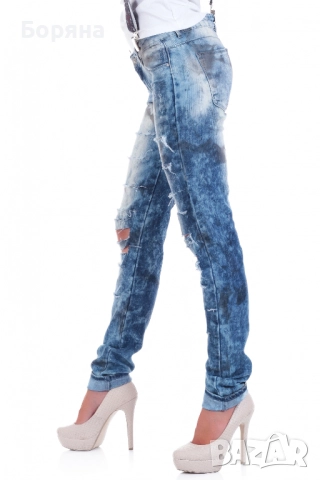 Caramella Fashion нови с етикет уникални дънки с разрези, снимка 5 - Дънки - 52815944