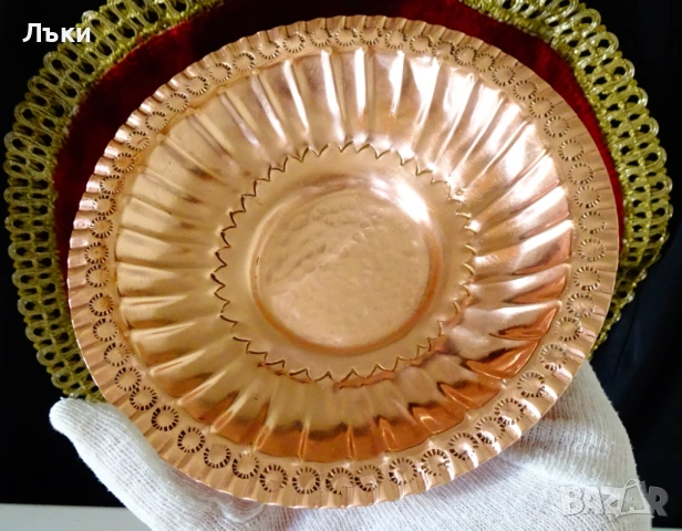 Медна купичка,чиния,чиста червена мед. , снимка 5 - Антикварни и старинни предмети - 53939333