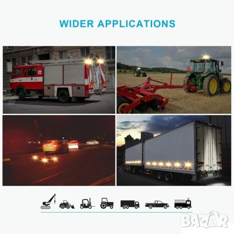 LED сигнална лампа маяк 12-24V оранжева 12 LED 2 броя, снимка 5 - Аксесоари и консумативи - 55865168