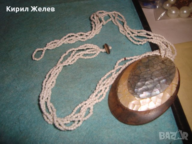 РАЗКОШНО МЪНИСТЕНО КОЛИЕ МЕДАЛЬОН от САНДАЛОВО ДЪРВО с РЪЧНО ИНКРУСТИРАН КРАЛСКИ СЕДЕФ 25504, снимка 2 - Колиета, медальони, синджири - 35518094