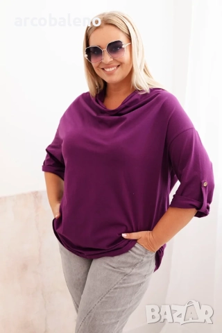 Дамска блуза Plus Size, свободна кройка, 14цвята, снимка 15 - Блузи с дълъг ръкав и пуловери - 52951310