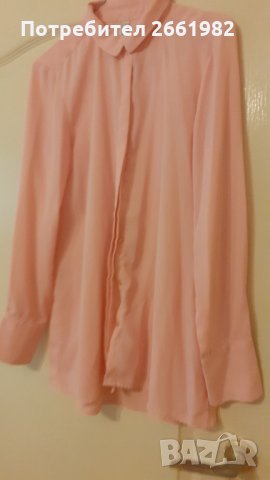  Розова риза - изкуствена коприна, снимка 2 - Ризи - 33998716