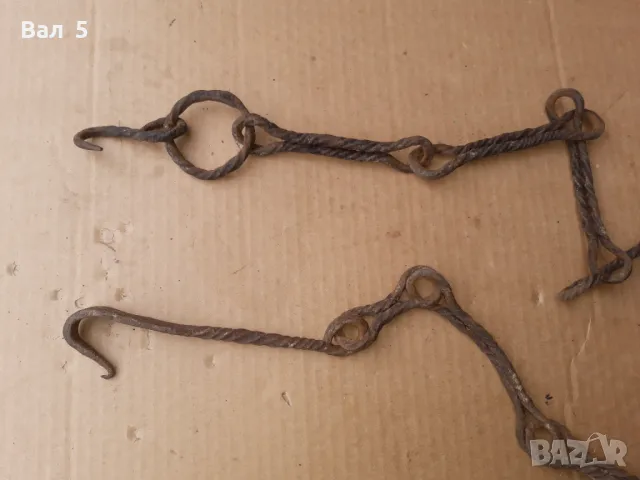 Стара верига за огнище от ковано желязо , здрава, снимка 4 - Антикварни и старинни предмети - 50327070